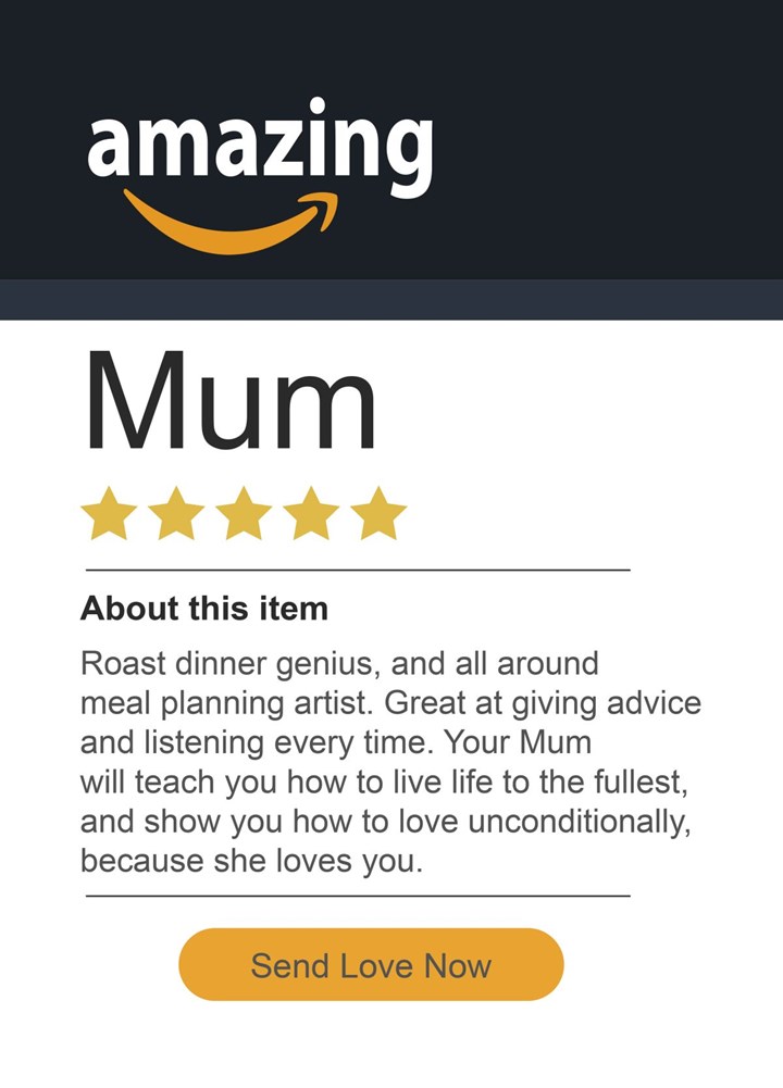 Amazing Amazon Mum Shopping Mother's Day Card