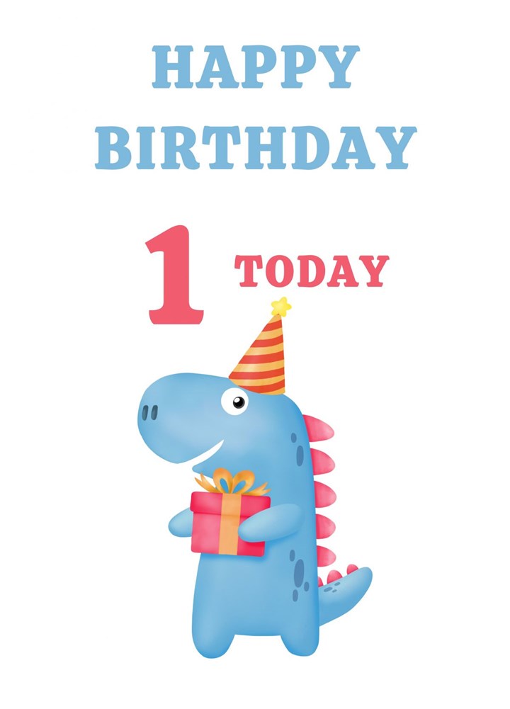 Happy Birthday - One Today Dinosaur Card