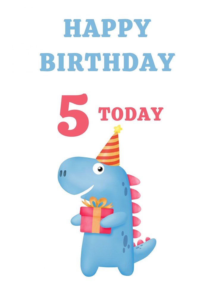 Happy Birthday - Five Today Dinosaur Card