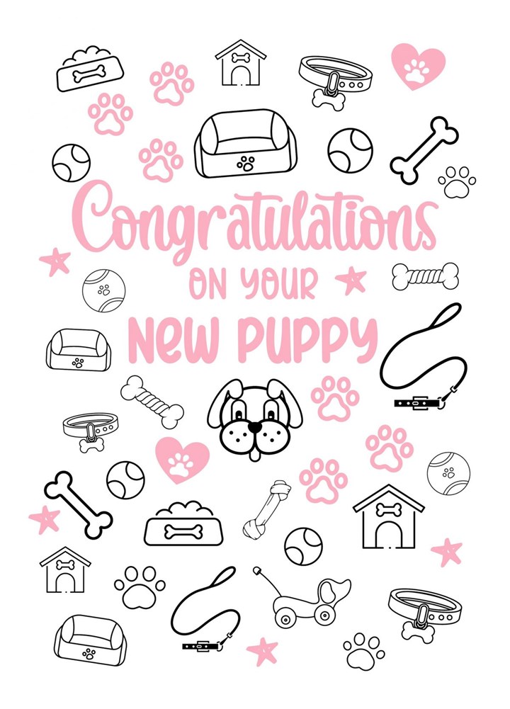 Congratulations On Your New Puppy - Pink Card