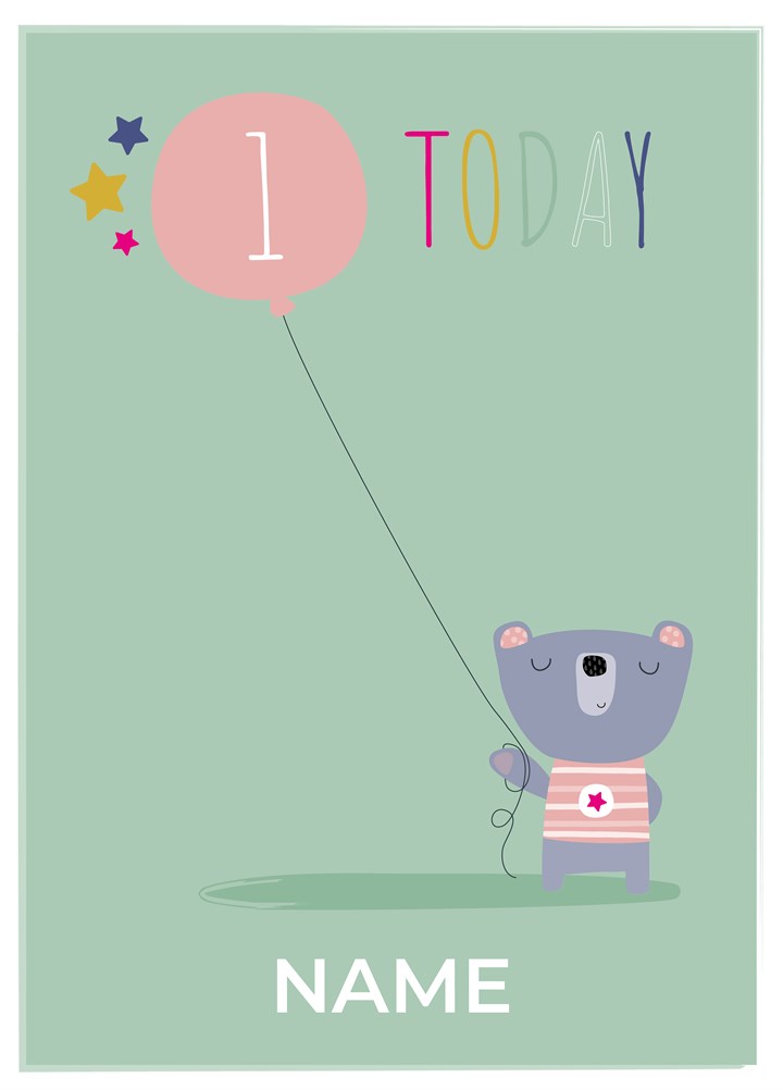 Cute Bear 1 Today Birthday Card