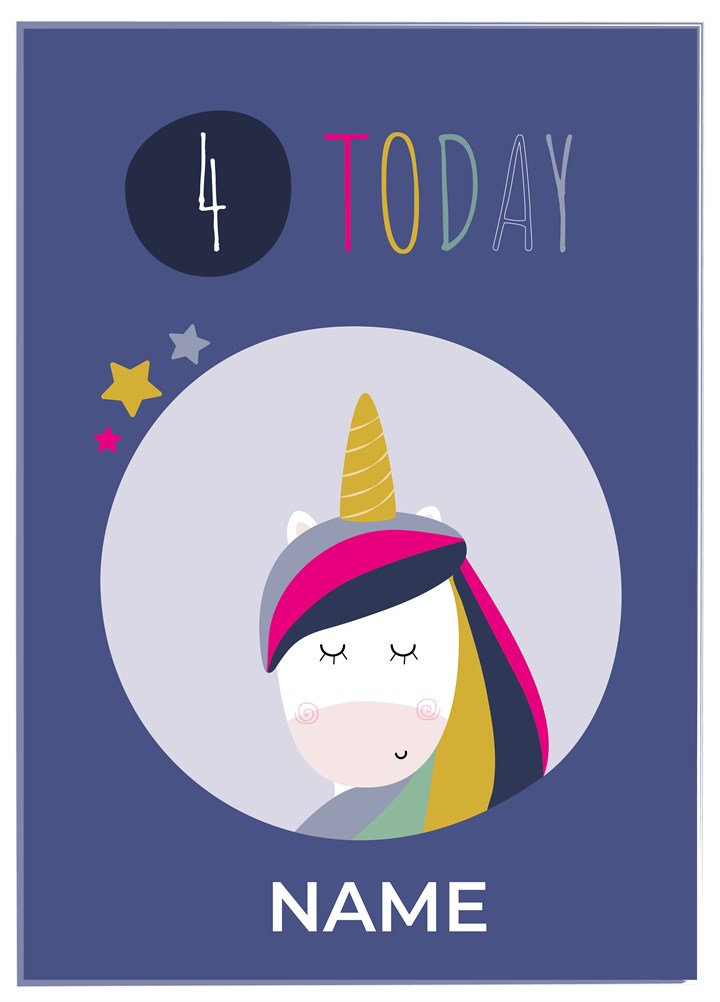 Cute Unicorn 4 Today Card