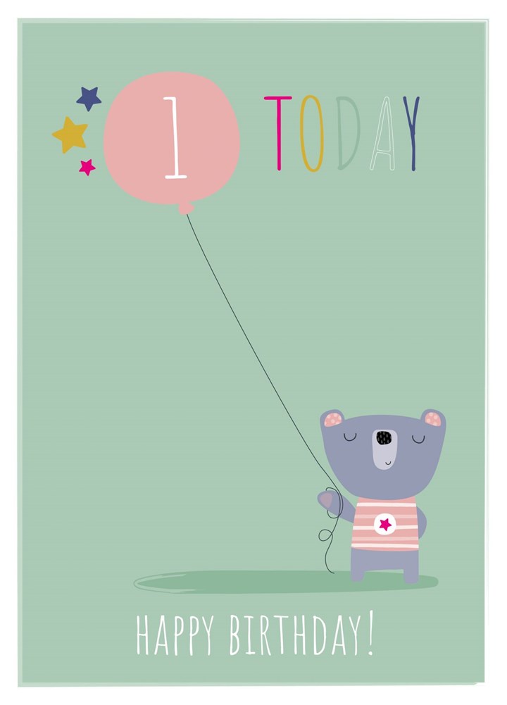 Cute 1st Birthday Bear Card