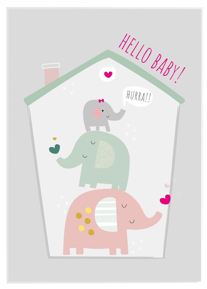 Hello New Baby Elephant Card