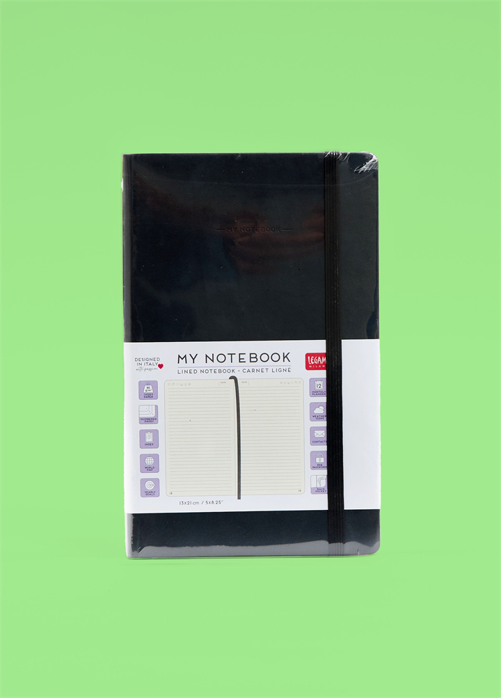 Medium Black Lined Notebook
