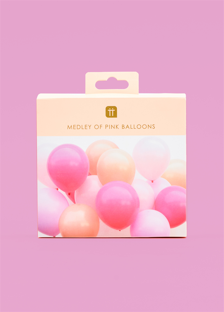 16 Pack Pink Balloons With Ribbon