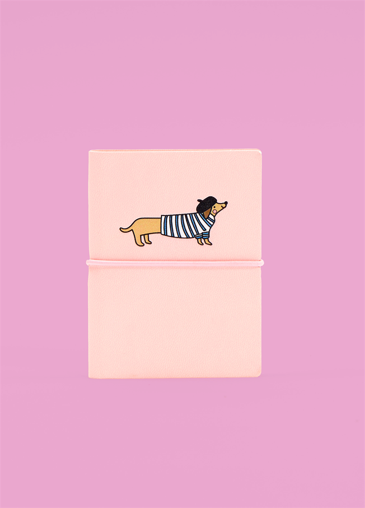 Mini Pink Sausage Dog A7 Notebook