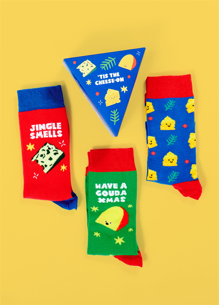 3 Pack Festive Cheese Socks