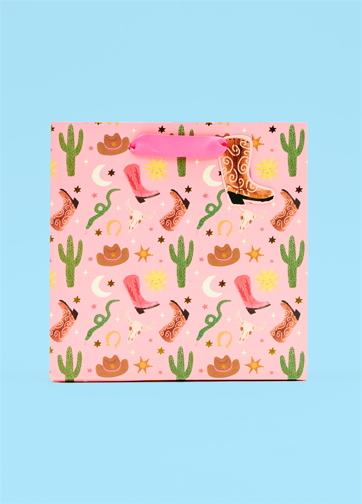 Cowboy Pink Pattern Medium Gift Bag