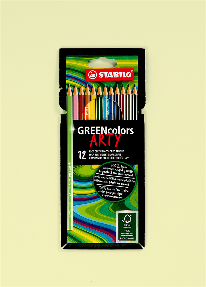 12 Pack Green Arty Pencils