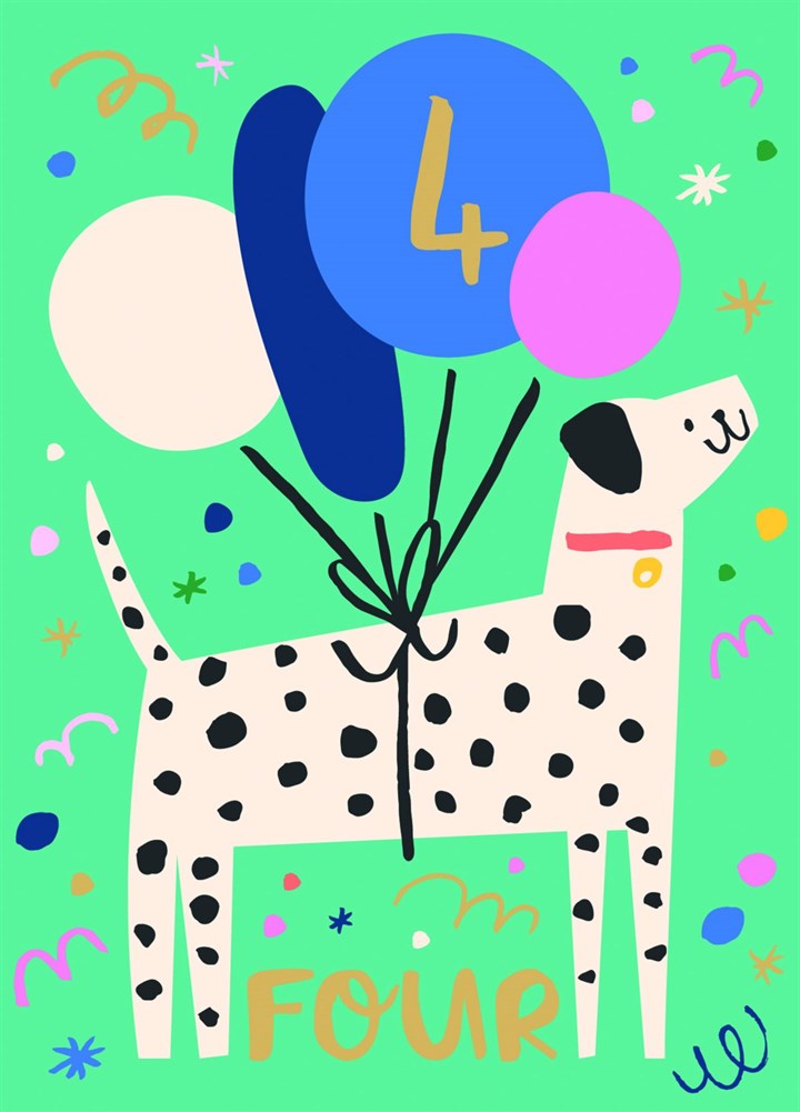 Four Years Old - Dalmatian Birthday Card