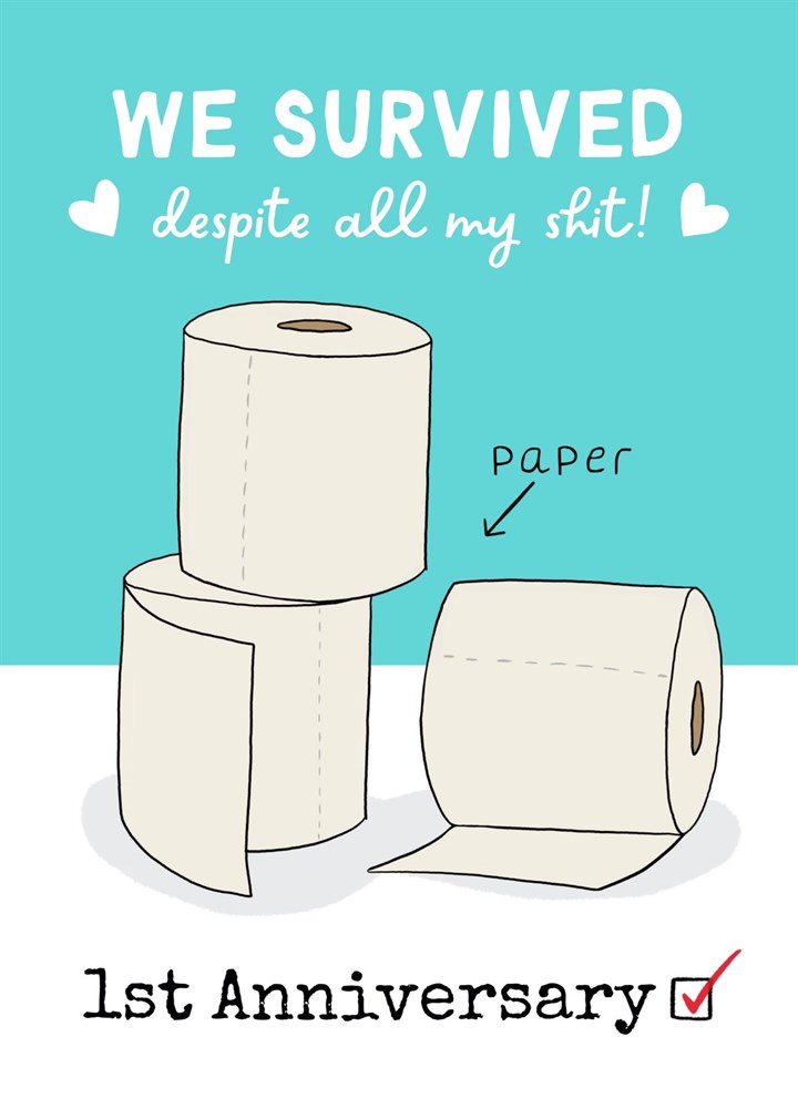 Funny 1 Year Paper Anniversary Toilet Roll Card