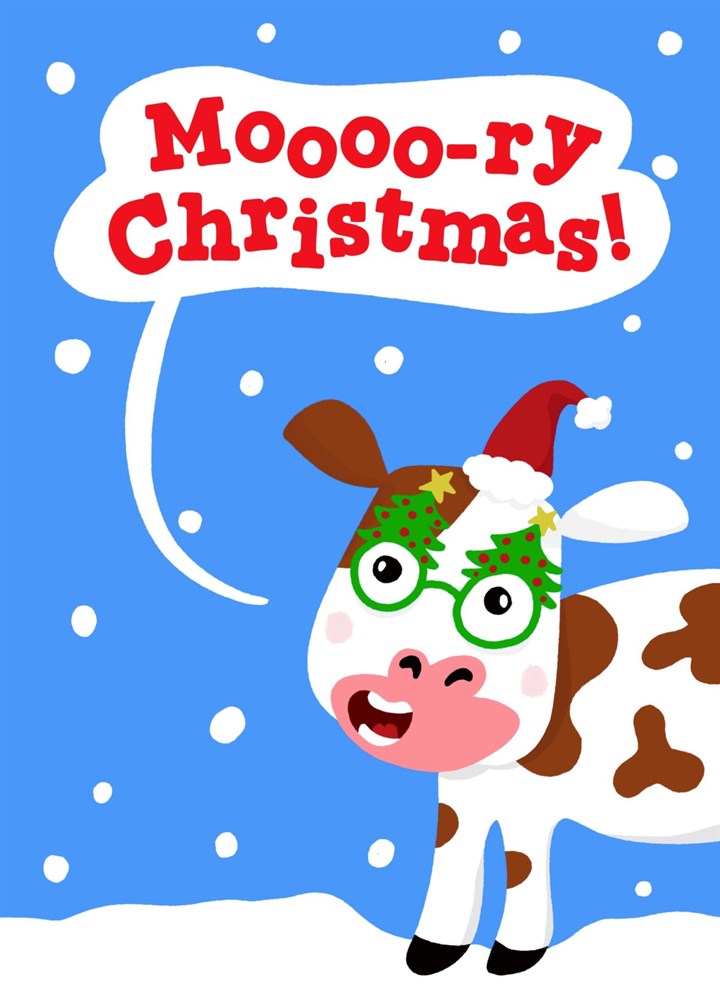 Funny Cow Christmas Card - Moooory Merry Christmas