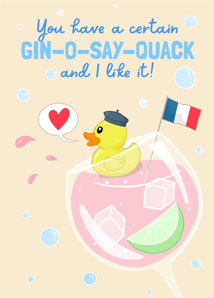 Rubber Duck Gin O Say Quack Card For The One You Love