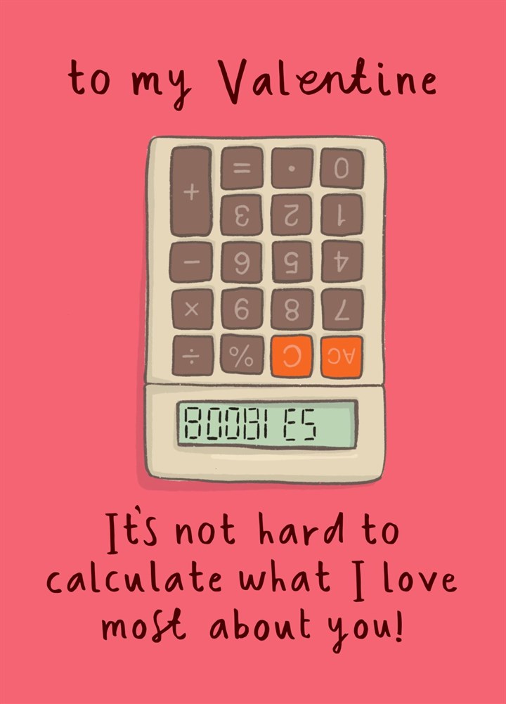 Funny Valentine's Day Card - Calculator Boobies