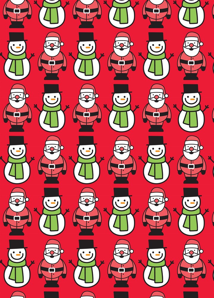 Red Snowman and Santa Wrap