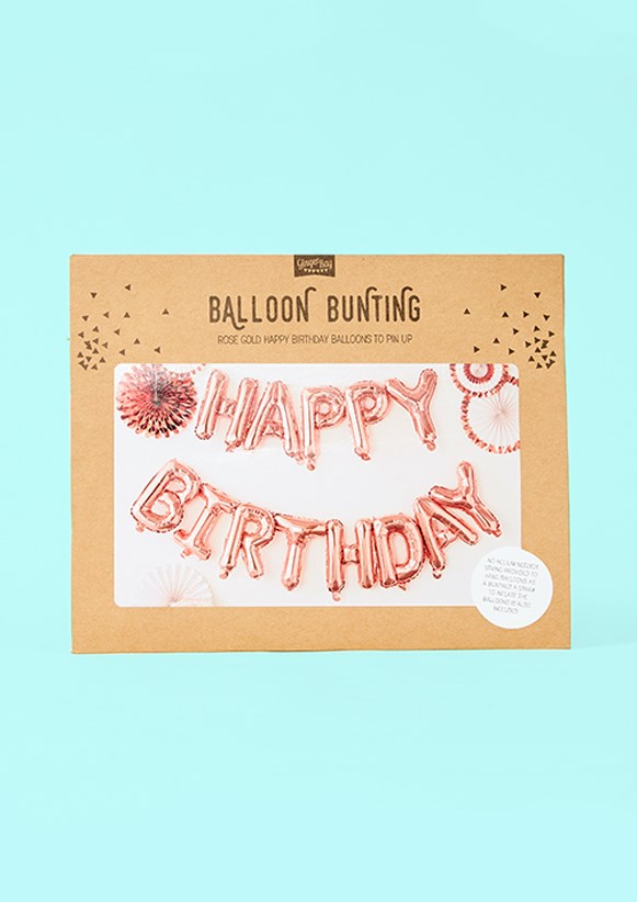 Happy Birthday Balloon Bunting - Rose Gold