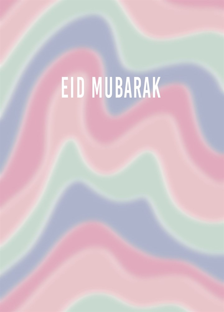 Eid Mubarak Pastel Wavy Minimal Card