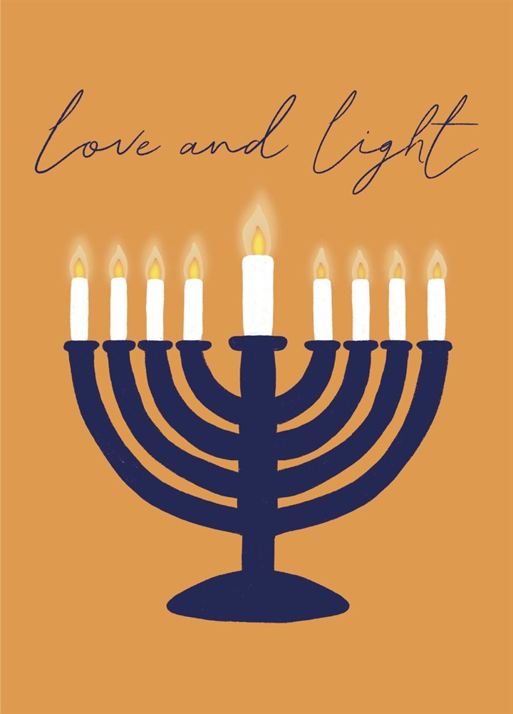 Love And Light Happy Hanukkah Menorah Card