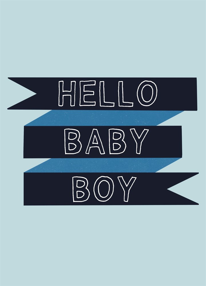Hello Baby Boy Blue New Baby Card