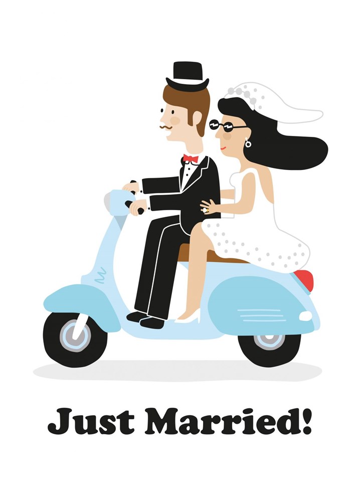 Just Married Scooter Card