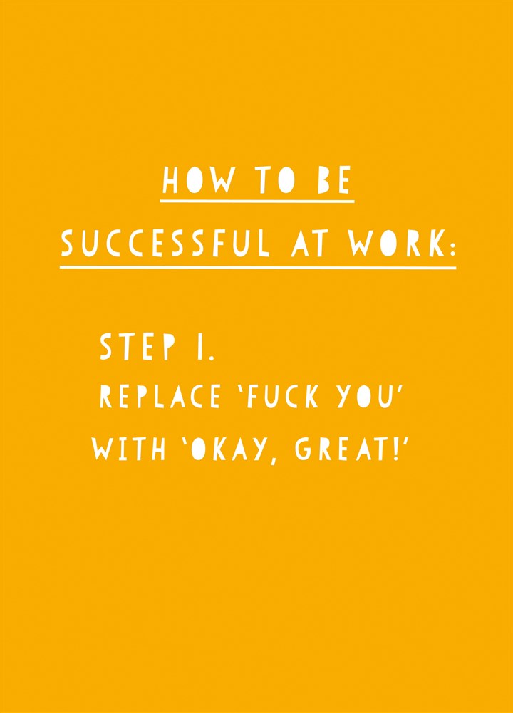 How To Be Successful At Work Card