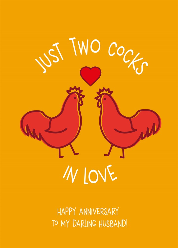 Two Cocks In Love Card