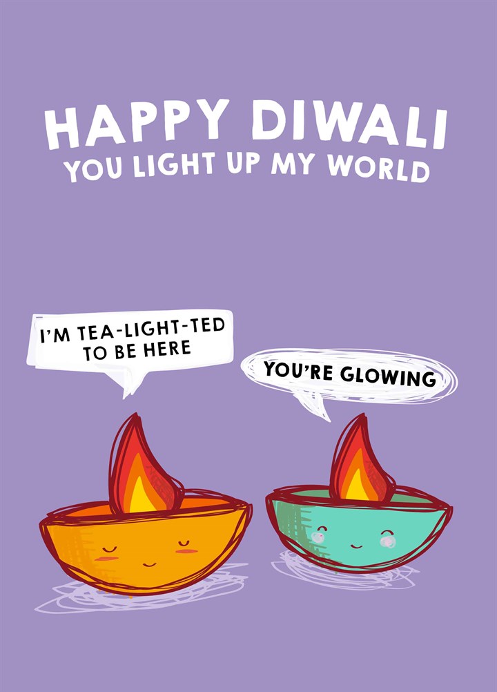 Happy Diwali Tea-Light-Ted To Be Here Card