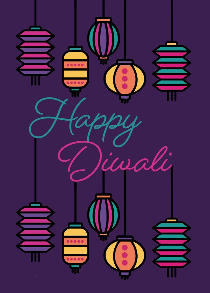Happy Diwali Lanterns Card
