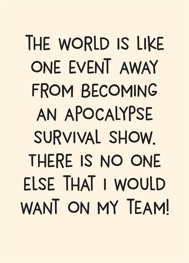 Apocalypse Survival Show Card