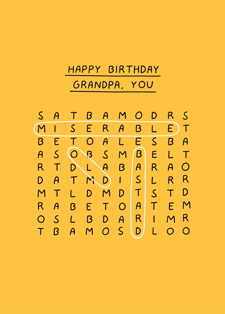 Grandpa Birthday Wordsearch Card