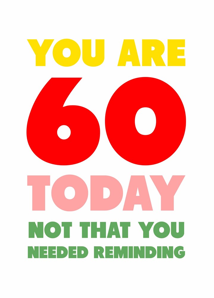 You Are 60 Today Card