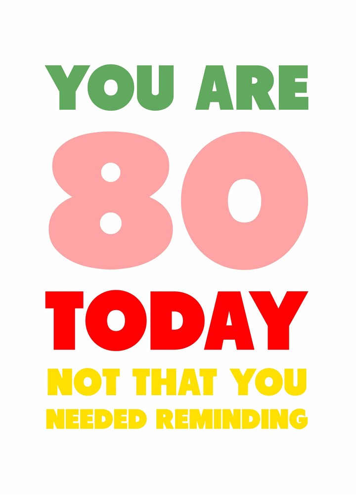 You Are 80 Today Card