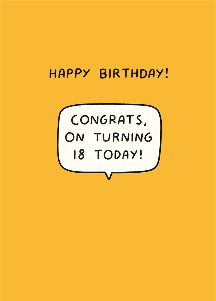Congrats On Turning 18 Card