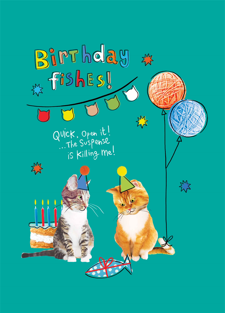 Cats Birthday Fishes Card