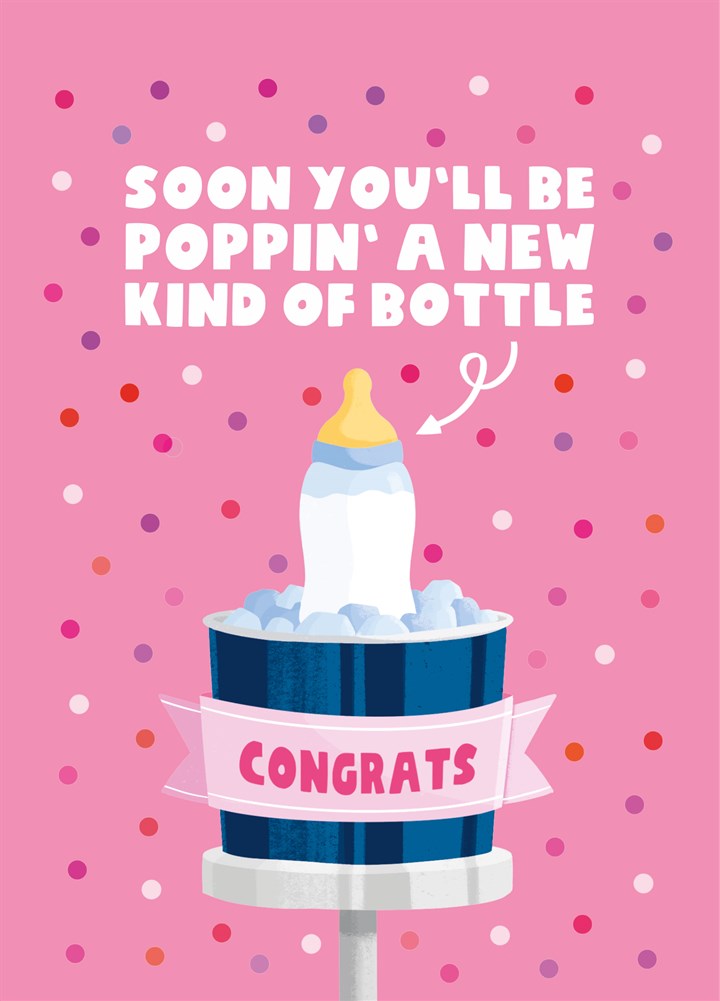 Poppin Bottles Baby Shower Card