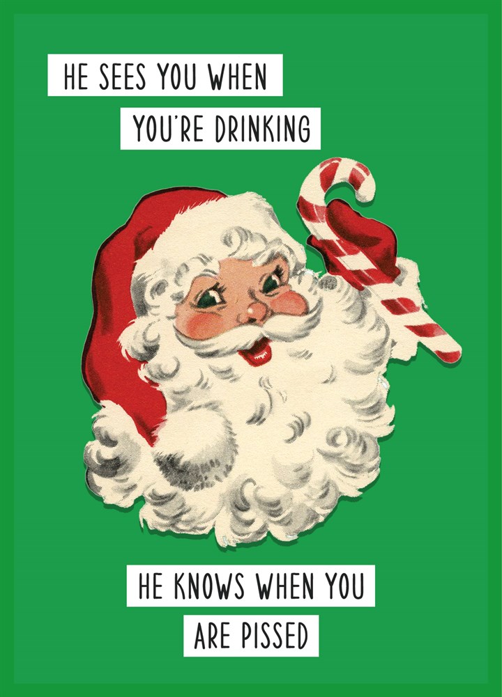 Santa Knows Retro Christmas Card