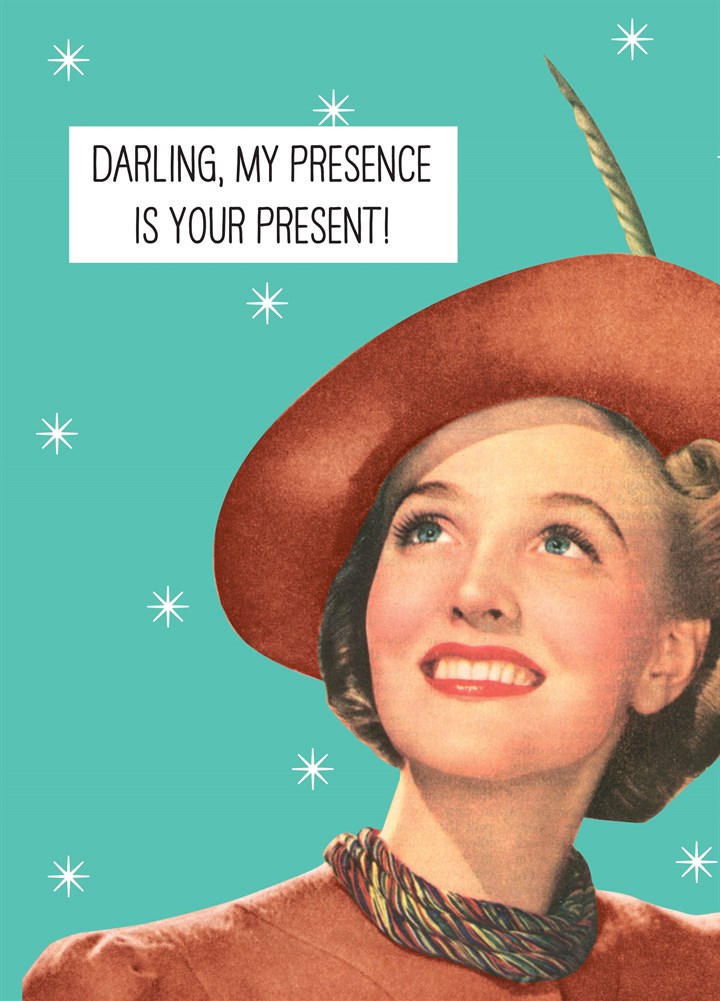 Darling Present Retro Christmas Card