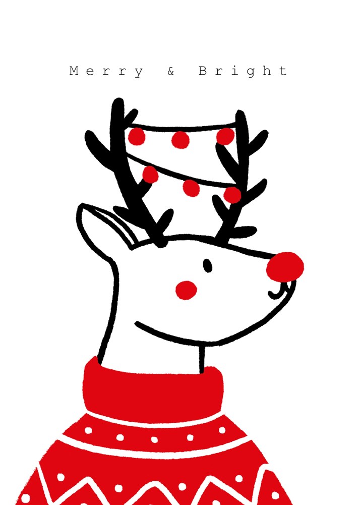 Merry & Bright Reindeer Christmas Card