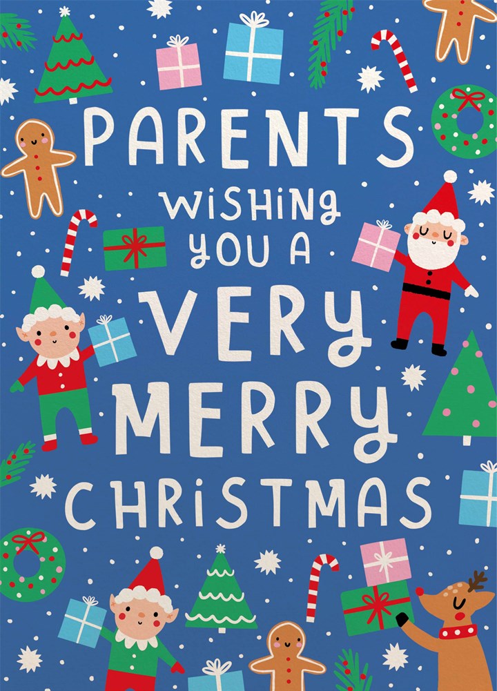 Parents Festive Pattern Christmas Card