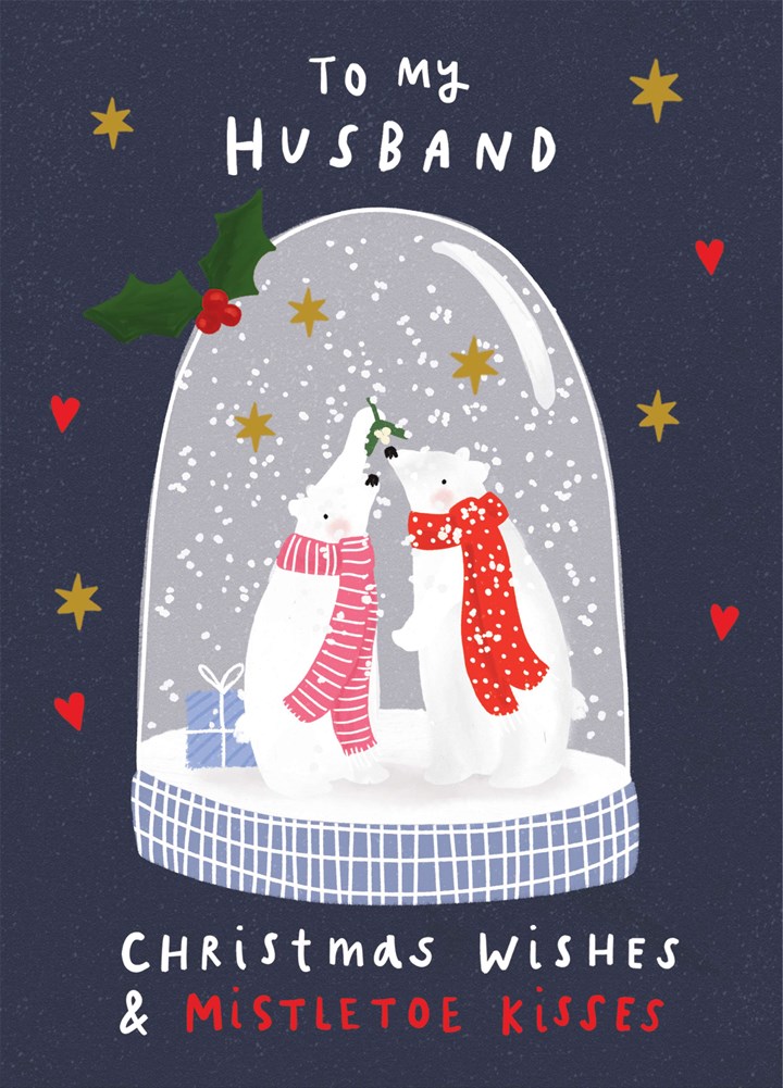Husband Polar Bear Globe Christmas Card