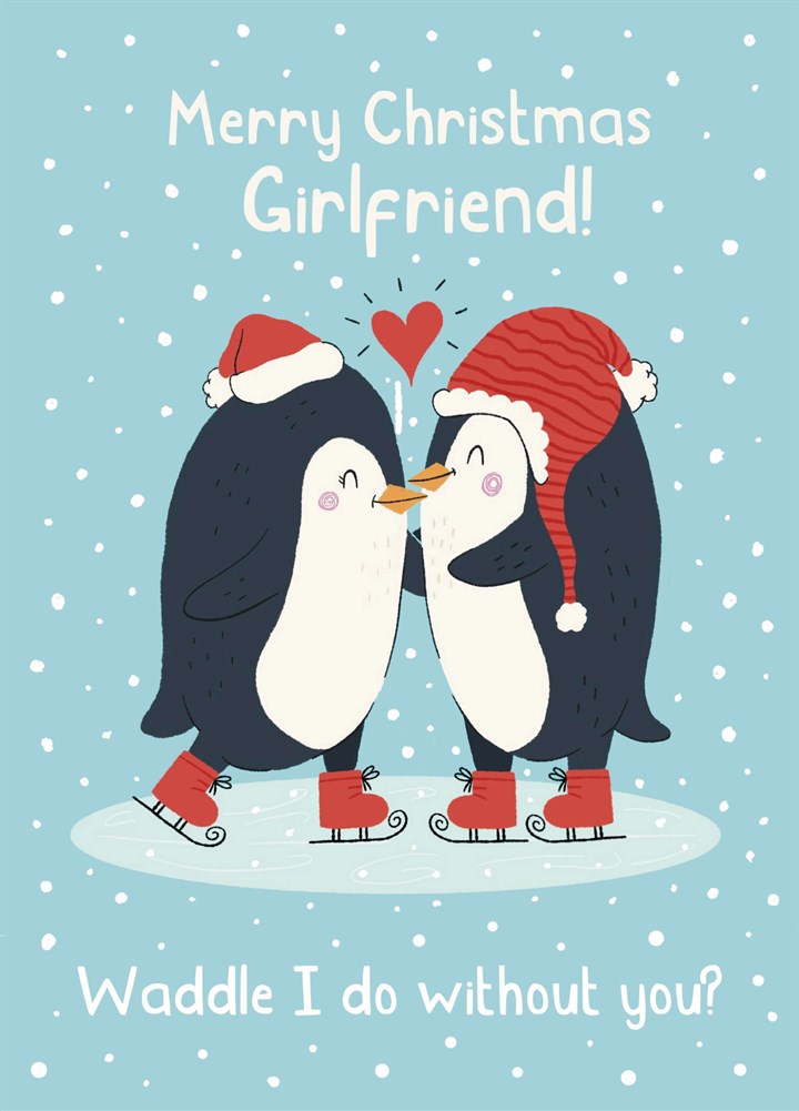 Girlfriend Penguin Couple Christmas Card