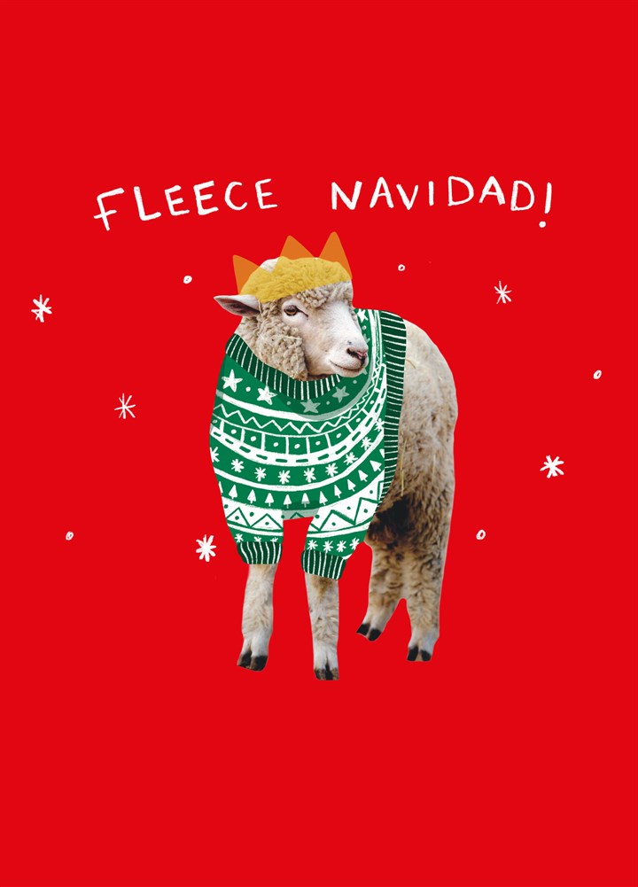 Fleece Navidad Festive Sheep Christmas Card