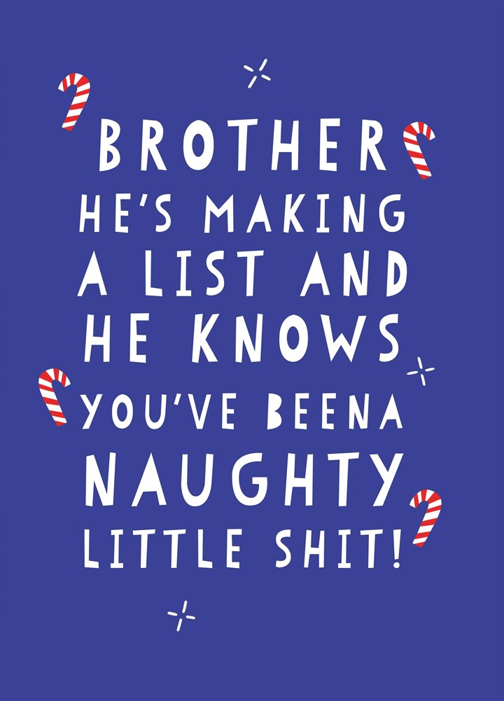 Brother Naughty Little Shit Christmas Card