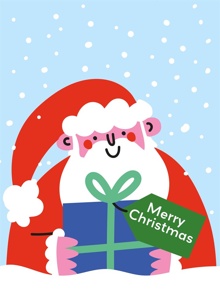 Snowy Santa's Present Christmas Card