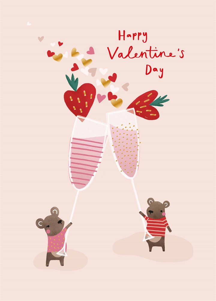 Cheers Bear Couple Valentine's Card
