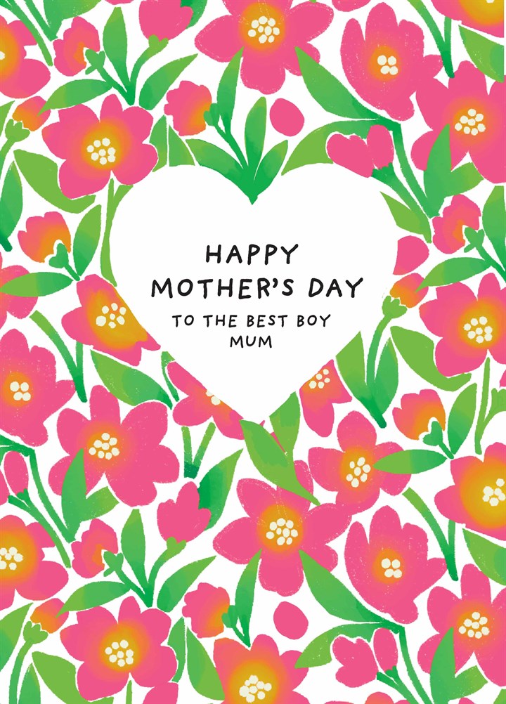 Boy Mum Floral Mother's Day Card