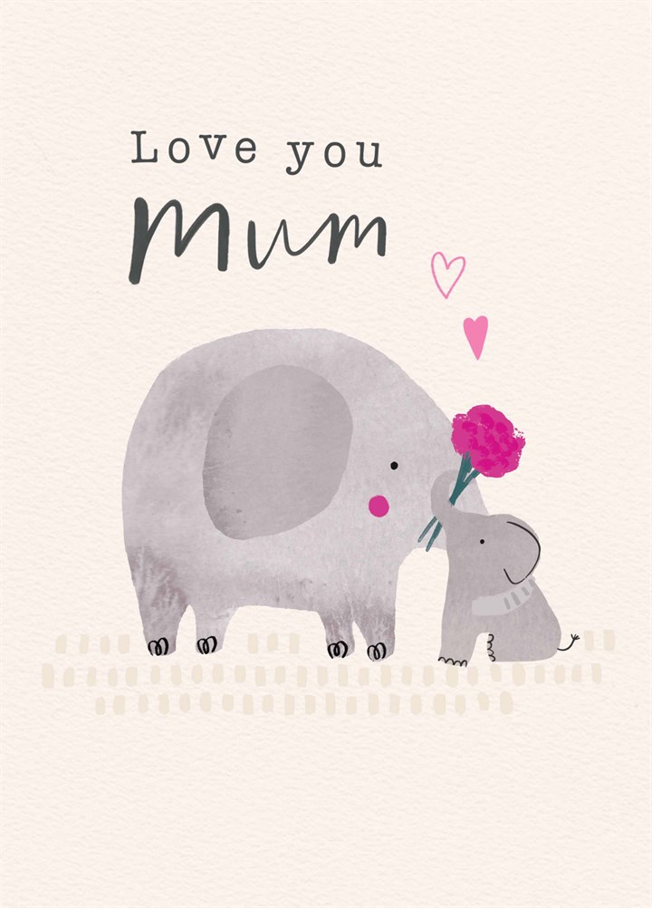 Love You Elephant Mother's Day Card