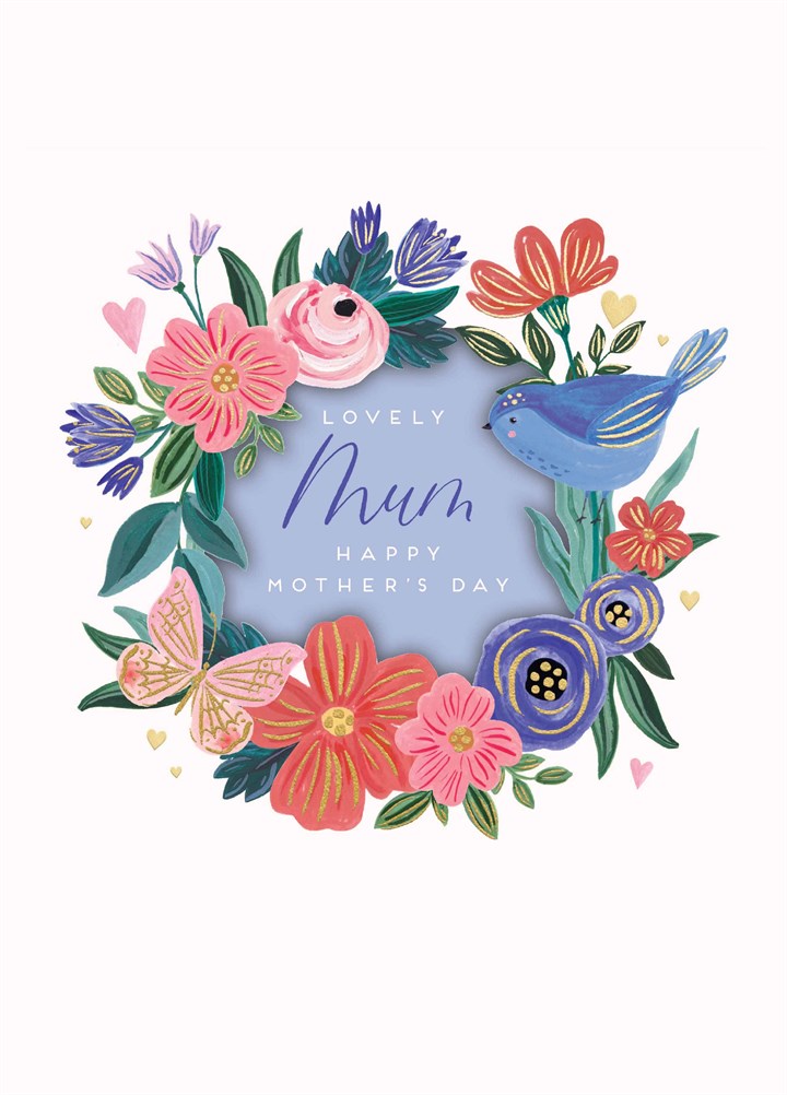 Lovely Mum Floral Wreath Mother's Day Card