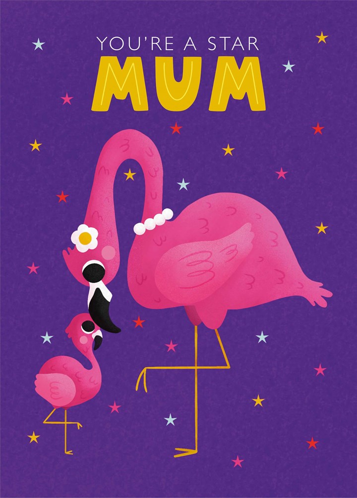 Star Mum Flamingo Mother's Day Card